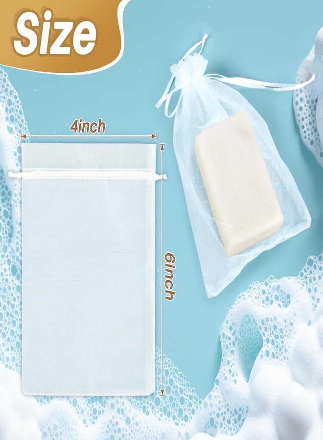 RAQEHO 10 Mesh Soap Bags for Soap Bars - RAQEHO 4"X6" Hanging Dry Organza Bags Bar Soap Pouch Saver Bag Sock Bar Scrubber Pouch Exfoliating Foaming Net Mesh Exfoliating Net Shower Washing Body Gift Packaging - Image 2